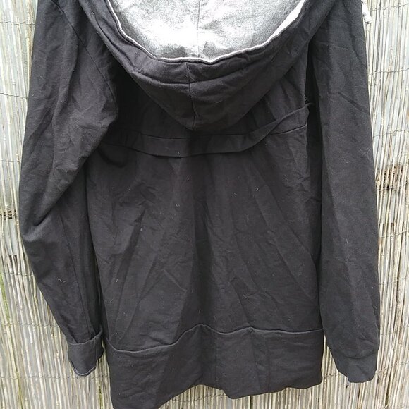 Layer's Squared Hoodie Sweatshirt Bl & Gray Cowl Pullover Snaps Ties - L Unique - Picture 10 of 16